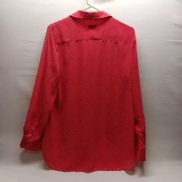 Talbots Ladies Salmon Pink Raised Polka Dot Sheer Lined Blouse Button Up Size M - Picture 8 of 8